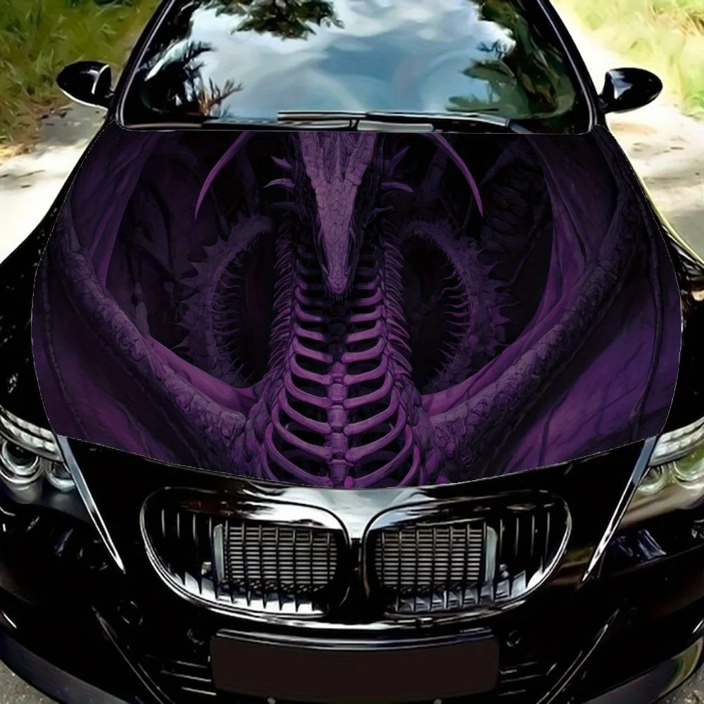 

Purple Flame Dragon car hood stickers, waterproof self-adhesive, scratch resistant, easy to stick, durable car PVC stickers, car