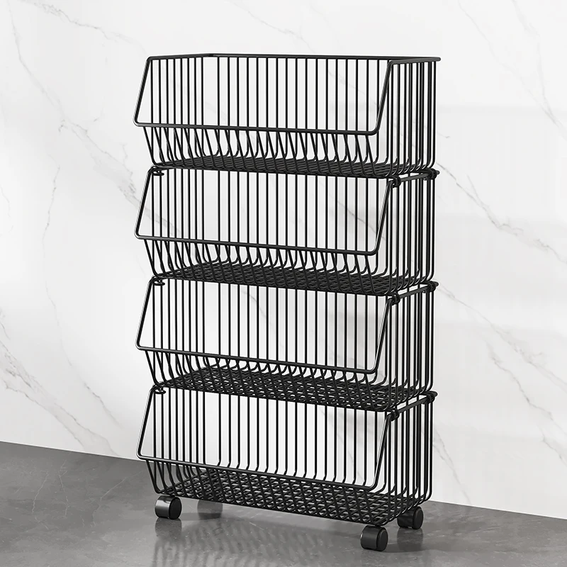 oma Sabiри Sundae Rolling Storage Cart Multifunctioneel Roestvrij Modern Storage Cart Keuken Meerlaagse trolley met wiel Keukenmeubilair