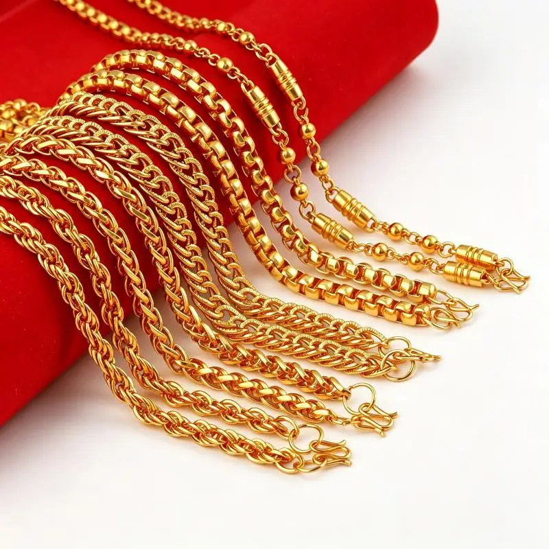 Gold Plated Alloy Chain Necklace Hypoallergenic Nickel Free Long Lasting Shine for Sensitive Skin Daily Wear Dinner Dates