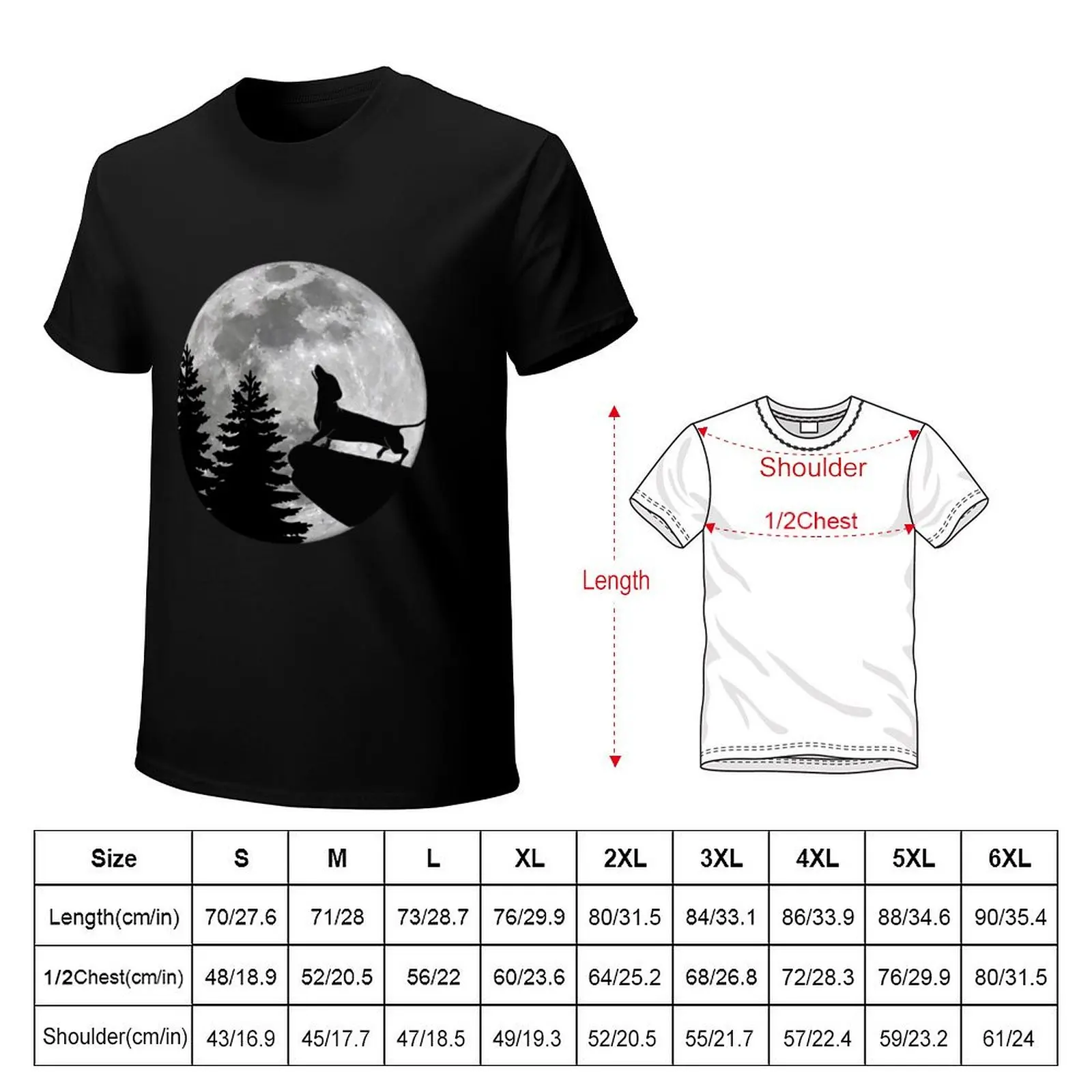 Dachshund howling in the moonlight T-Shirt t shirts with prints T-Shirt