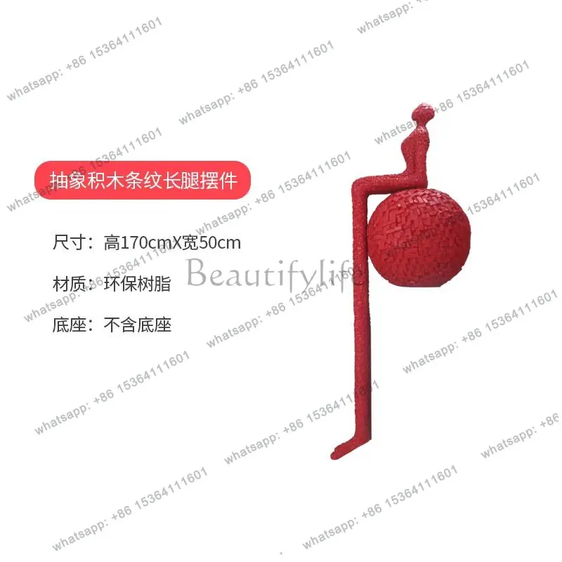 Welcome abstract striped building block long legs beautiful woman floor decoration ornament