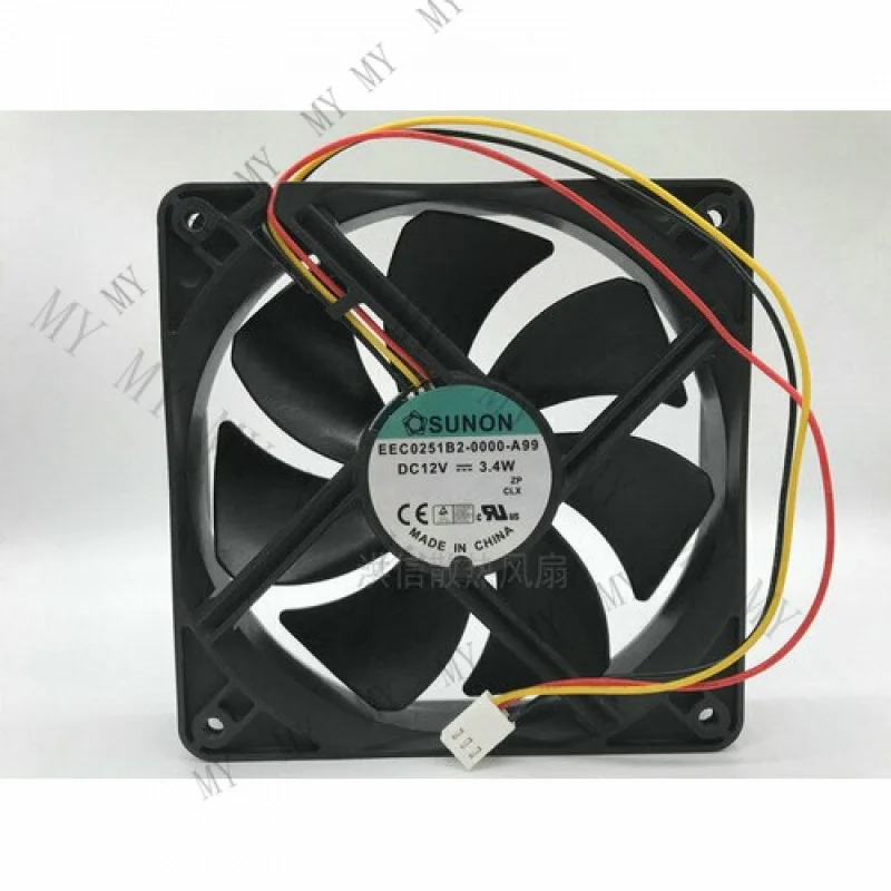 

TT 1 PCS Fan EEC0251B2-0000-A99 DC 12V 3.4W 12CM 12025 3 Pin #W2