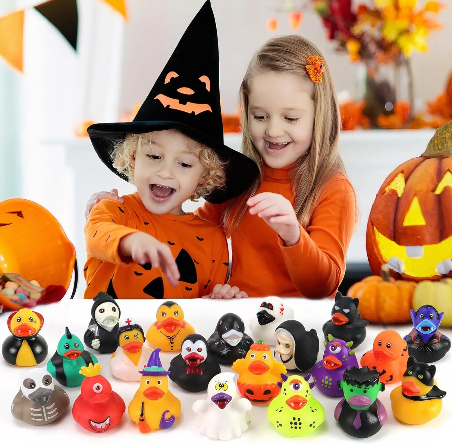 Patos de goma para Halloween, patos estilo Halloween a granel para jeeps, patos, suministros para truco o trato, rellenos de bolsas de regalos, recuerdos de fiesta