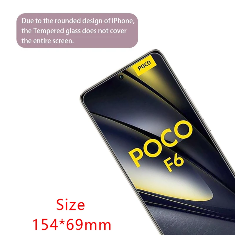 واقي شاشة من الزجاج المقسى لهاتف شاومي بوكو f6 برو على pocof6 f 6 6f f6pro pocof6pro 5g فيلم الهاتف xiomi poc pco