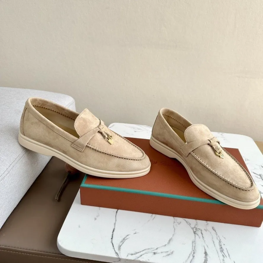 Summer Charms Walk Suede Flat Soled Shoes Mocasin Shoes Flat Soled Casual Single Shoes Lazy Bean Shoes LP