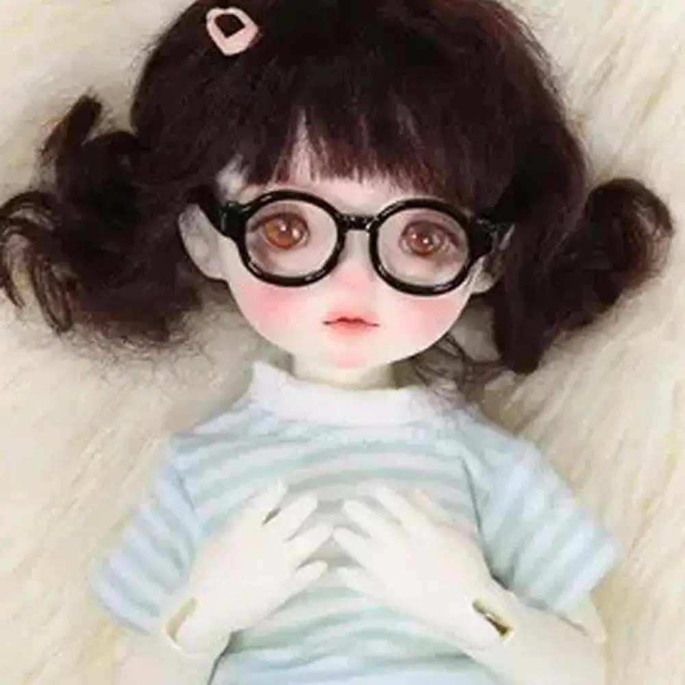 4.5 cm/1.77 in Fashion Doll Ornament Doll Mini Glasses Doll Eyewear Plastic Round Frame Glasses Miniature Doll Accessory