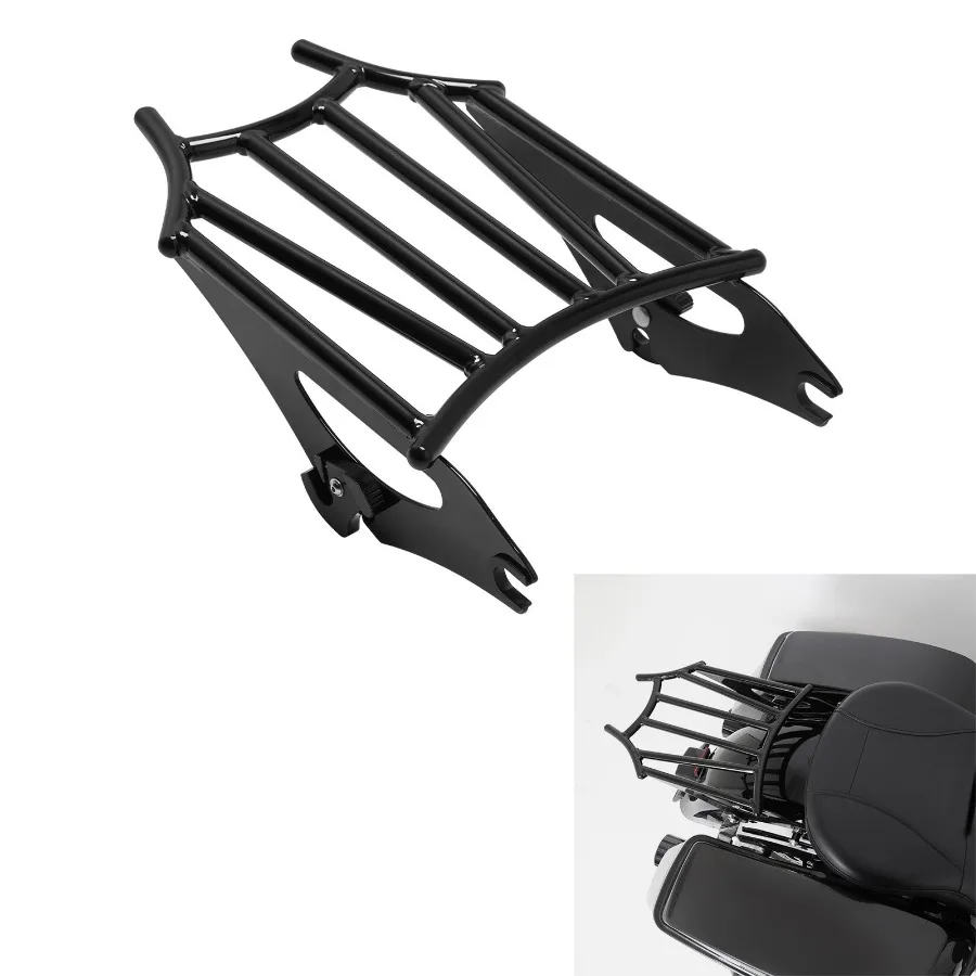

Vivid Black Rear Luggage Rack Fit For Harley Touring Road Street Glide 2009-2025