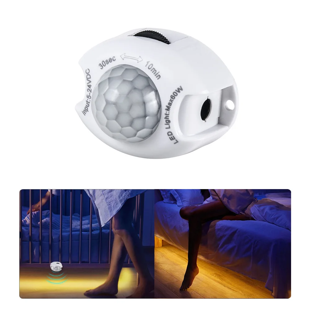 Sensor de movimiento de 12V, interruptor de luz, del cuerpo humano temporizador activado, Detector de movimiento automático, tira de luz LED de encendido y apagado, Sensor de movimiento PIR