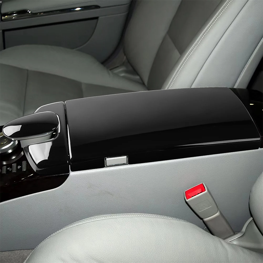 Upgrade Your Car's Interior Appearance with Bright Black Armrest Box Panel Cover for Benz S Class W221 2008 2013