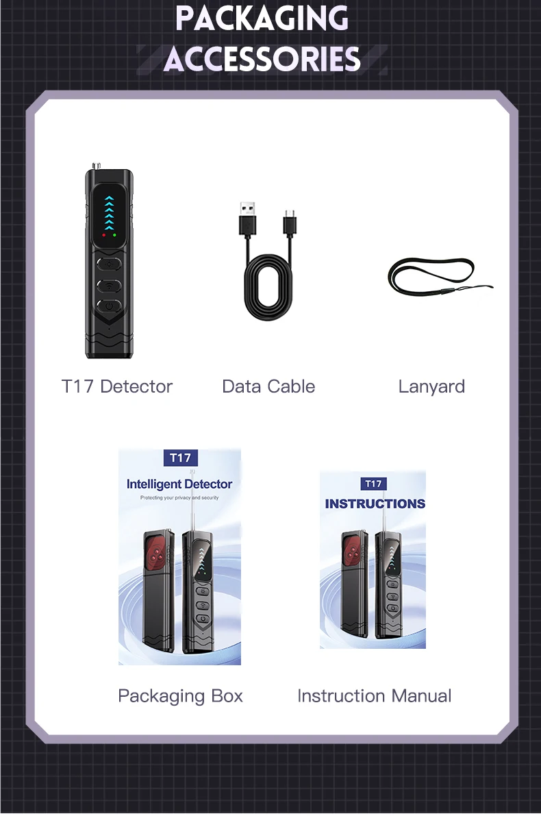 Hidden Spy Camera Detector Upgraded T17 Anti Spy Gadget GPS Tracker Finder Bug Detector Wireless RF Signal Infrared Scanner