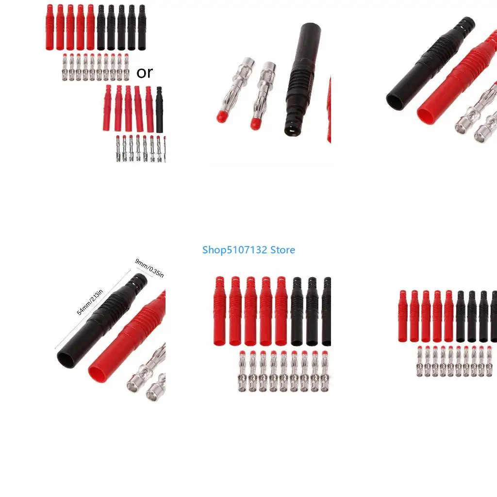 87HD 10 Pcs Straight Insulated Safety 4mm Male Banana Plug Wire Solder DIY Connectors