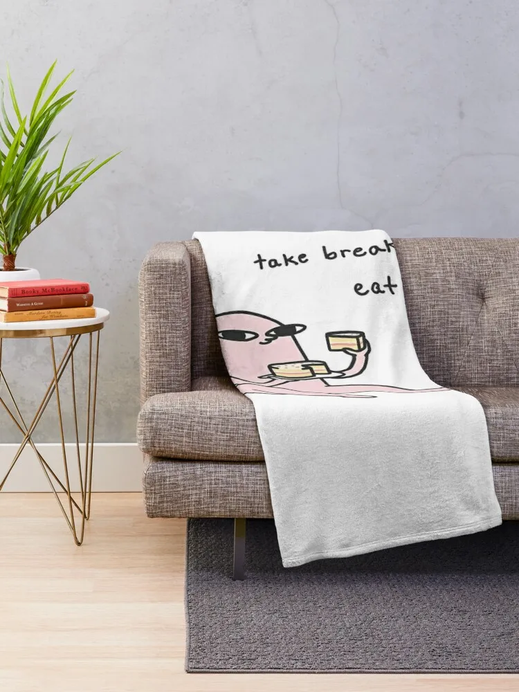 take break eat cake Throw Blanket Thermals For Travel Sofa Throw Summer Beddings Flannel Fabric Blankets