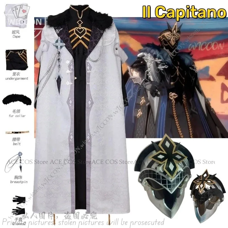 

NewIl Capitano New Cosplay Costume Anime Game Mask Genshin Impact Fatui Snezhnaya Halloween Costume Party Woman Man Comic-Con202