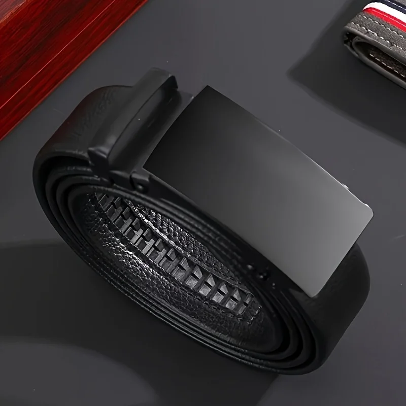 High-quality Men's Automatic Buckle PU Belt New Simple Men's Business Casual Belt Fashionable Men's Birthday Gifts