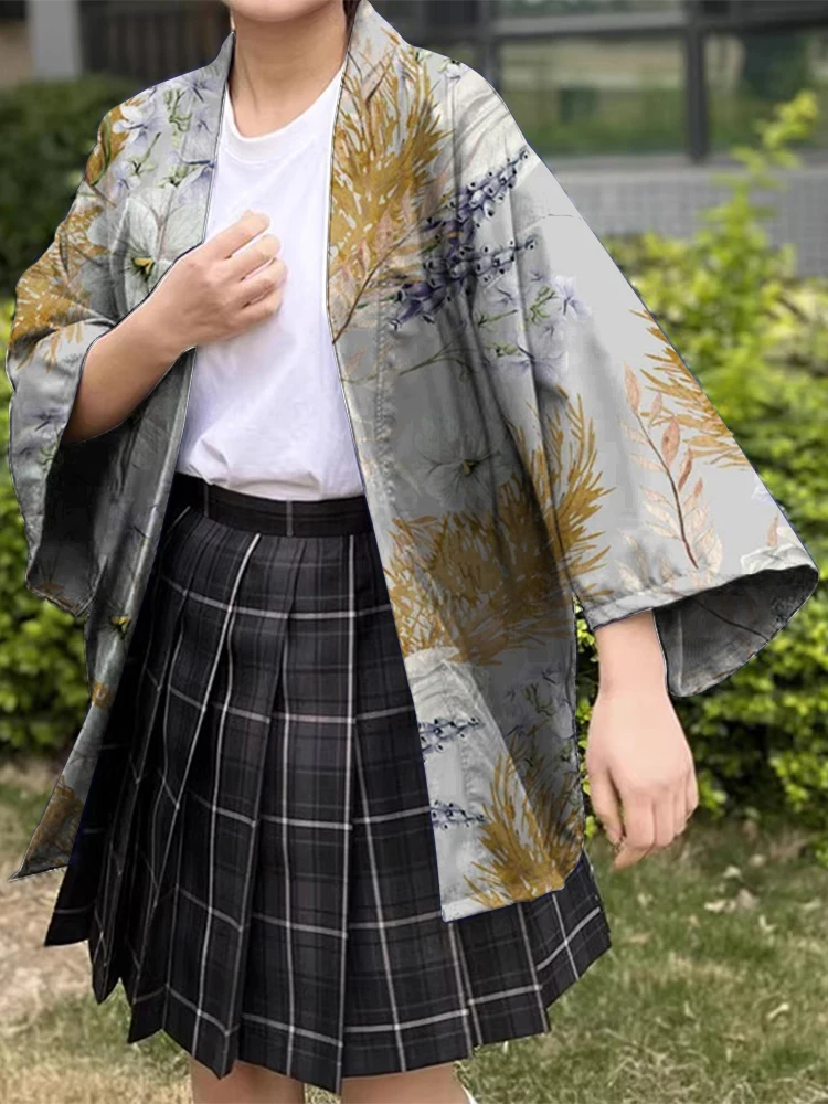 Casual Japanese Kimono Japanese Traditional Costume Holiday Casual Print Loose Comfort High-end Cardigan Large Size Half Sleeve