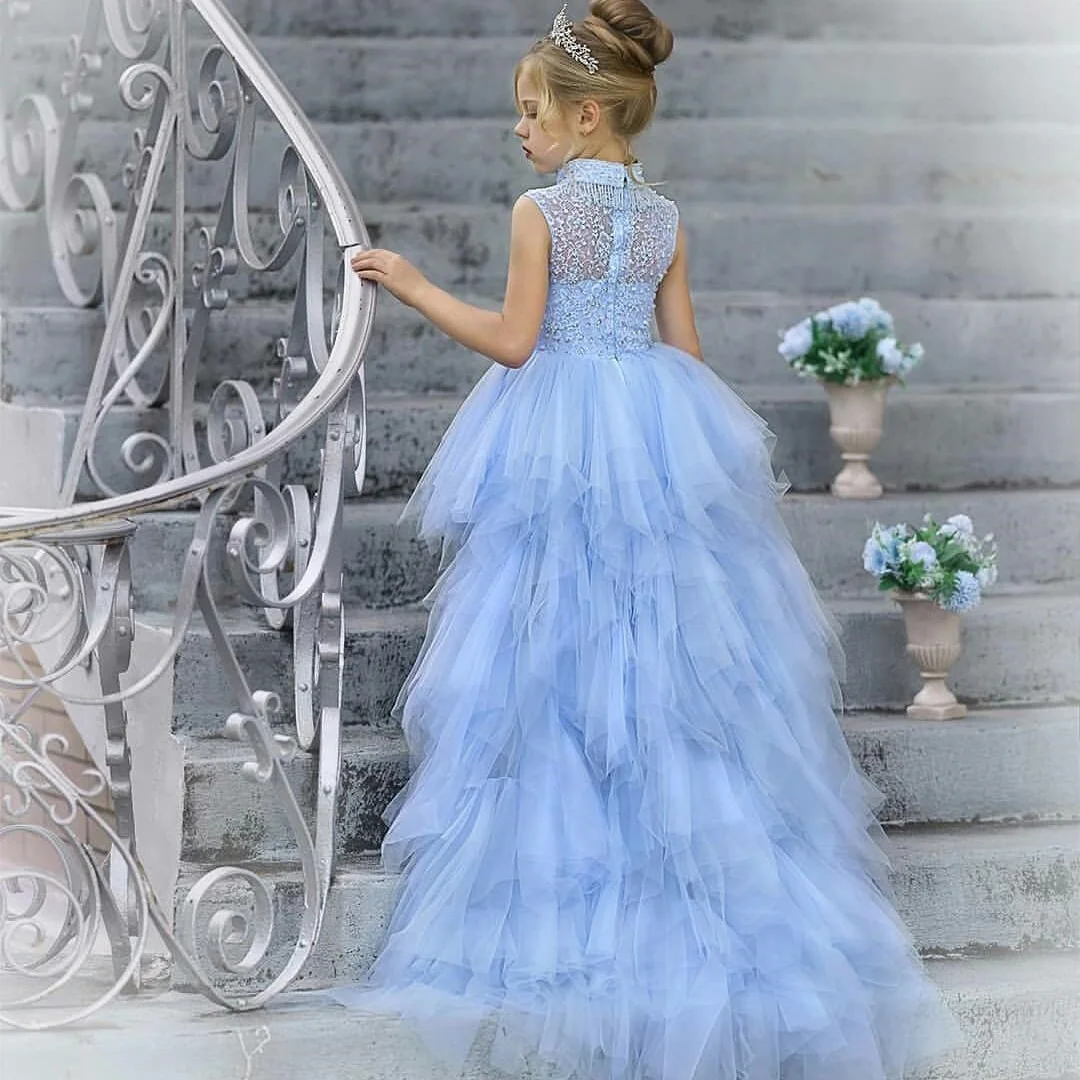 

Lace Pageant NEW Flower Girl Bows Children's First Communion Princess Tulle Ball Gown Wedding Party Dress