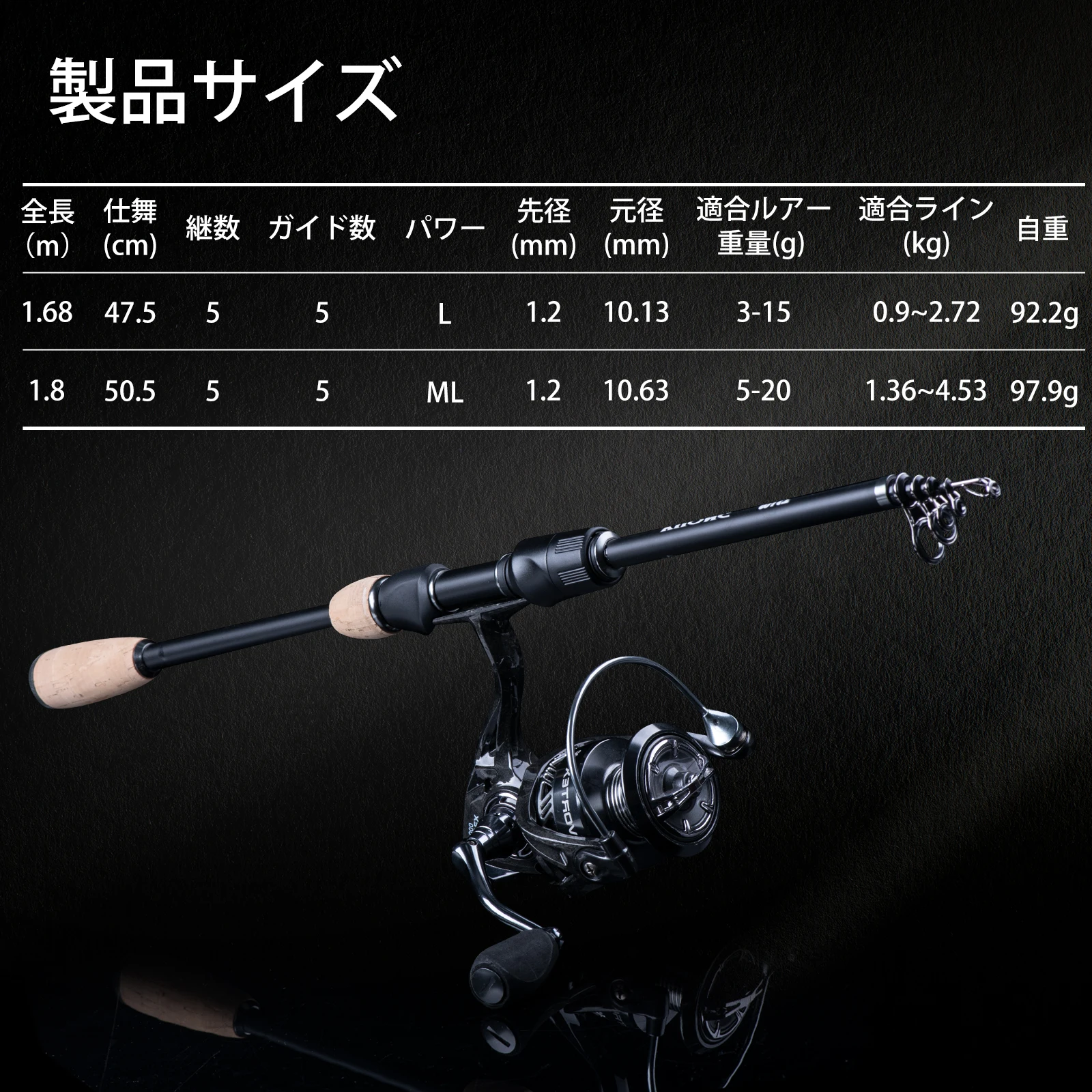 Goture VUONG MIST 1.65M 1.8M Telescopic Fishing Rod Carbon Spinning Rod Rock Fishing Pole Fishing Tackle with Wooden Handle