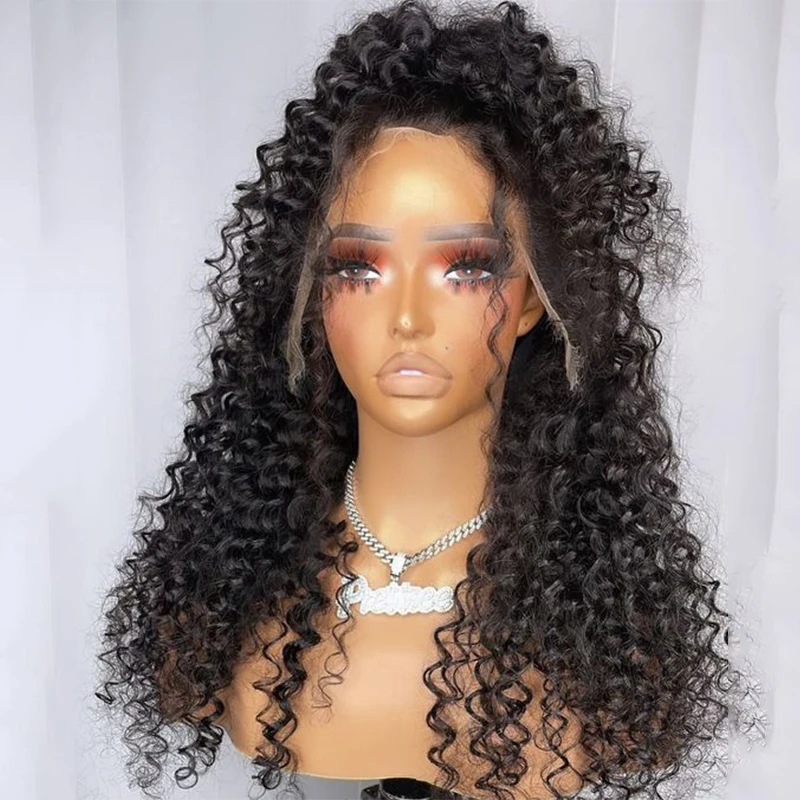 26inch Black Color Soft 180%Density Long Kinky Curly Lace Front Wig For Black Women With Baby Hair Glueless Preplucked Daily wig