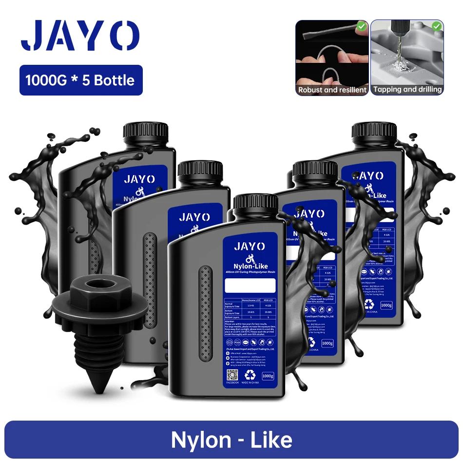 JAYO 3D Printer Resin PA Nylon Like 3D Resin for LCD DLP SLA 3D Printer 395-405nm UV Light 3D Printing Liquid Photopolymer Resin