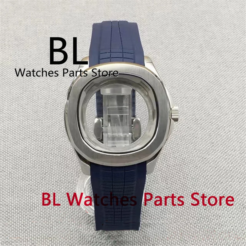 

BL 40mm Square Watch Case Black Blue Rubber Strap Sapphire Glass Fit NH35 NH36 ETA2824 PT5000 MIYIOTA8215 801A DG2813 Movement