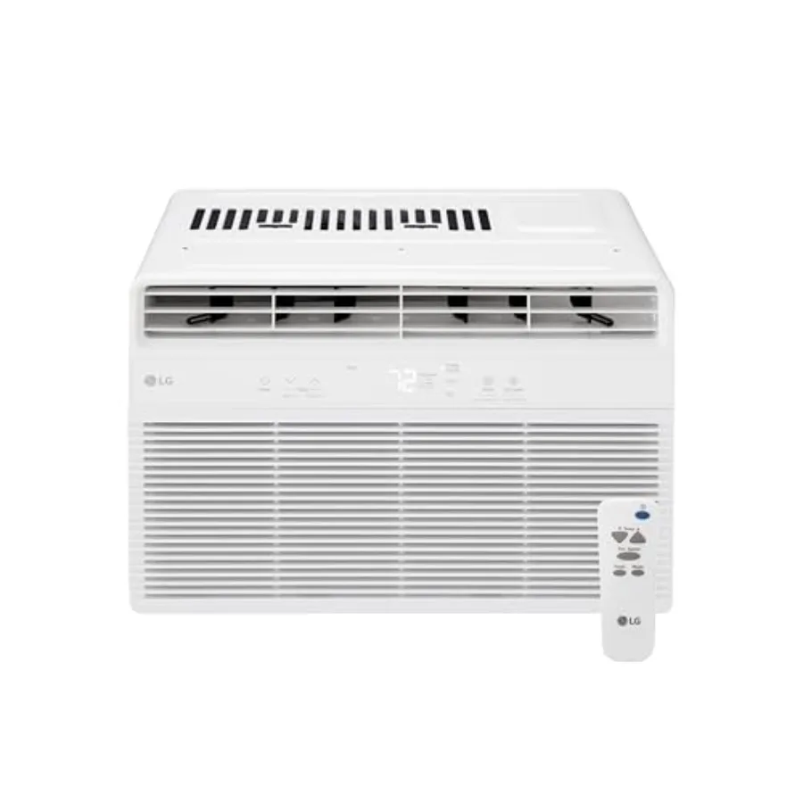 

Window air conditioner for small rooms, white plastic unit with 5000 BTU cooling capacity, ultra-quiet operation, mechanical co