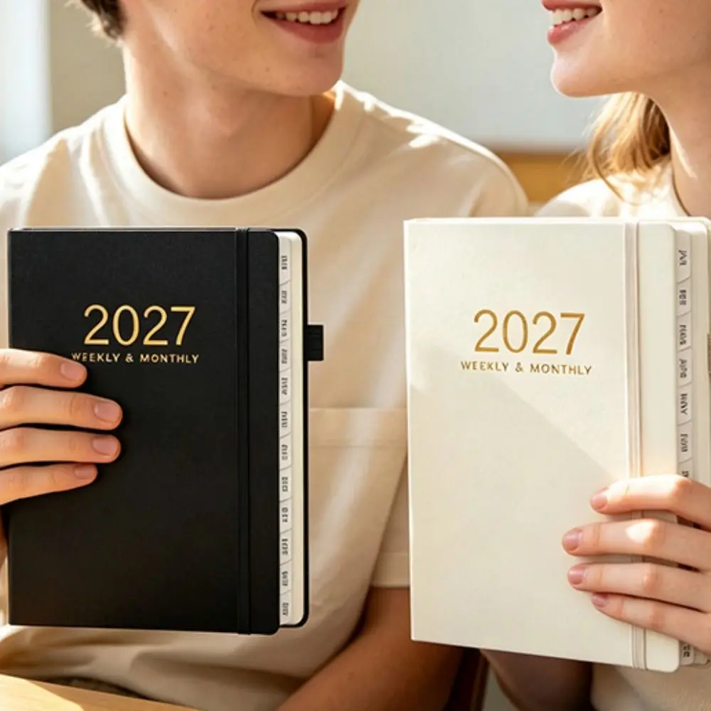 Portable A5 2027 Schedule Book To Do List Planner Reminder Agenda Book Textured PU Calendar Book Gift Giving