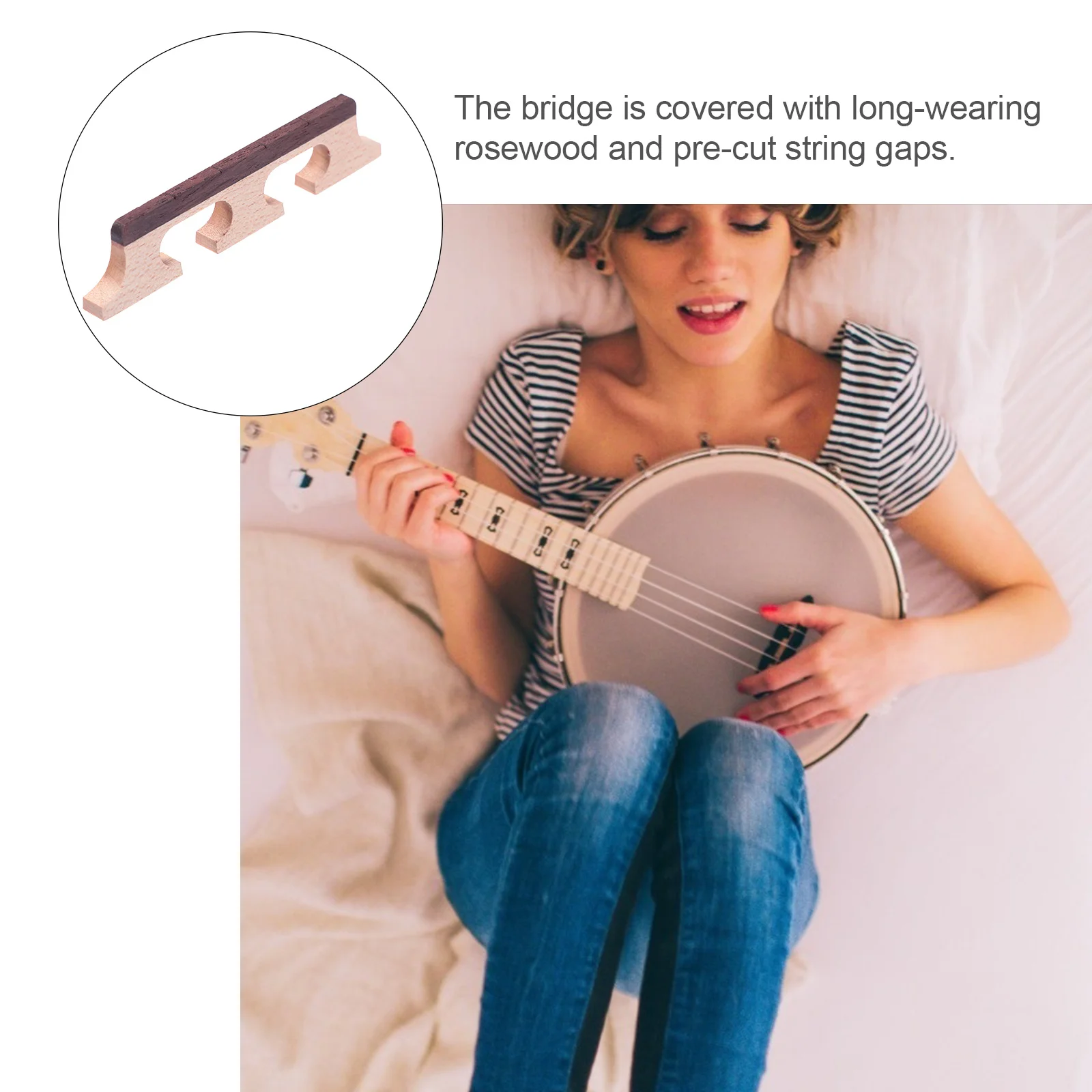 

4-String Banjo Bridge Replacement Maple Wood Exquisite Workmanship Tightly Textured Hard Base Pre-Cut String Gaps Guitar