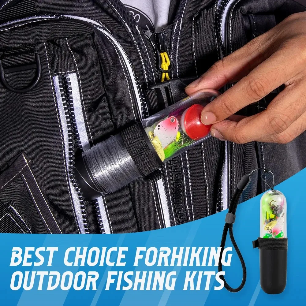 

24PCS Portable Survival Fishing Kit Waterproof Tackle Box with Lures Hooks Line for Outdoor Emergency Freshwater Saltwater