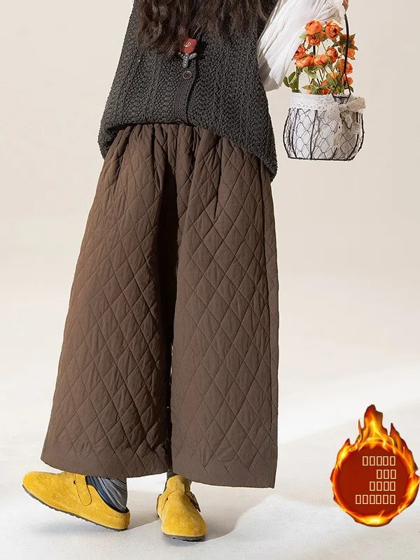 Pantalon rétro à carreaux en coton, jambes larges, décontracté, taille haute, jambes droites, avec kets, coupe ample pour femmes d'âge moyen