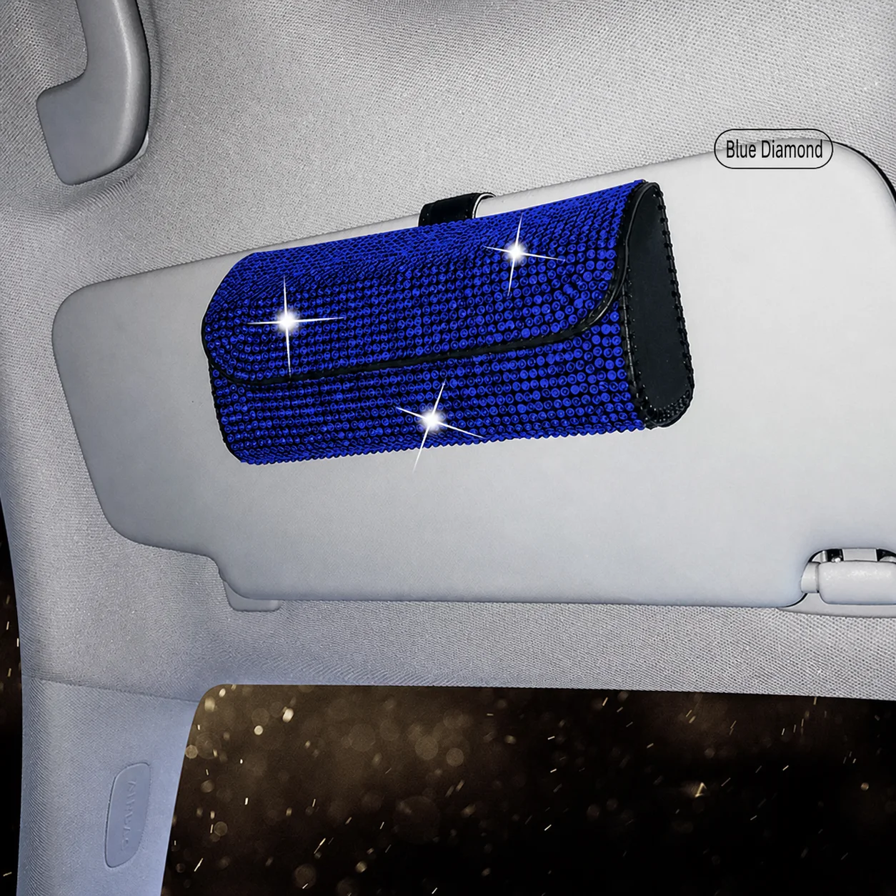 Car Sunglasses Case Decorative Car Glasses Storage Box Pu Leather Glasses Case Rotatable Sun Visor Sunglasses Case For Most