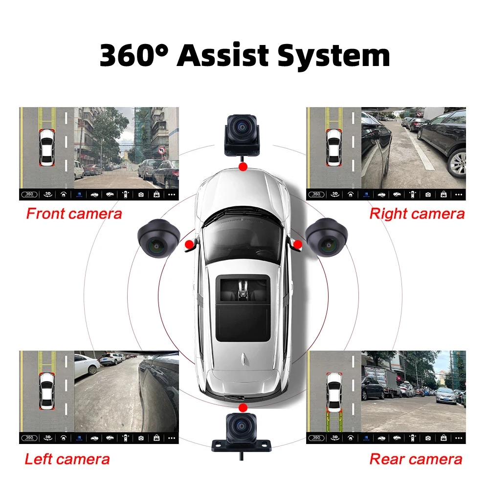 360 ° Panoramakamera 1080P HD Rück-/Vorder-/Links-/Rechts-360-Grad-Panorama-Zubehör für Auto-Android-Radio-Multimedia 720P/1080P – Detail 7