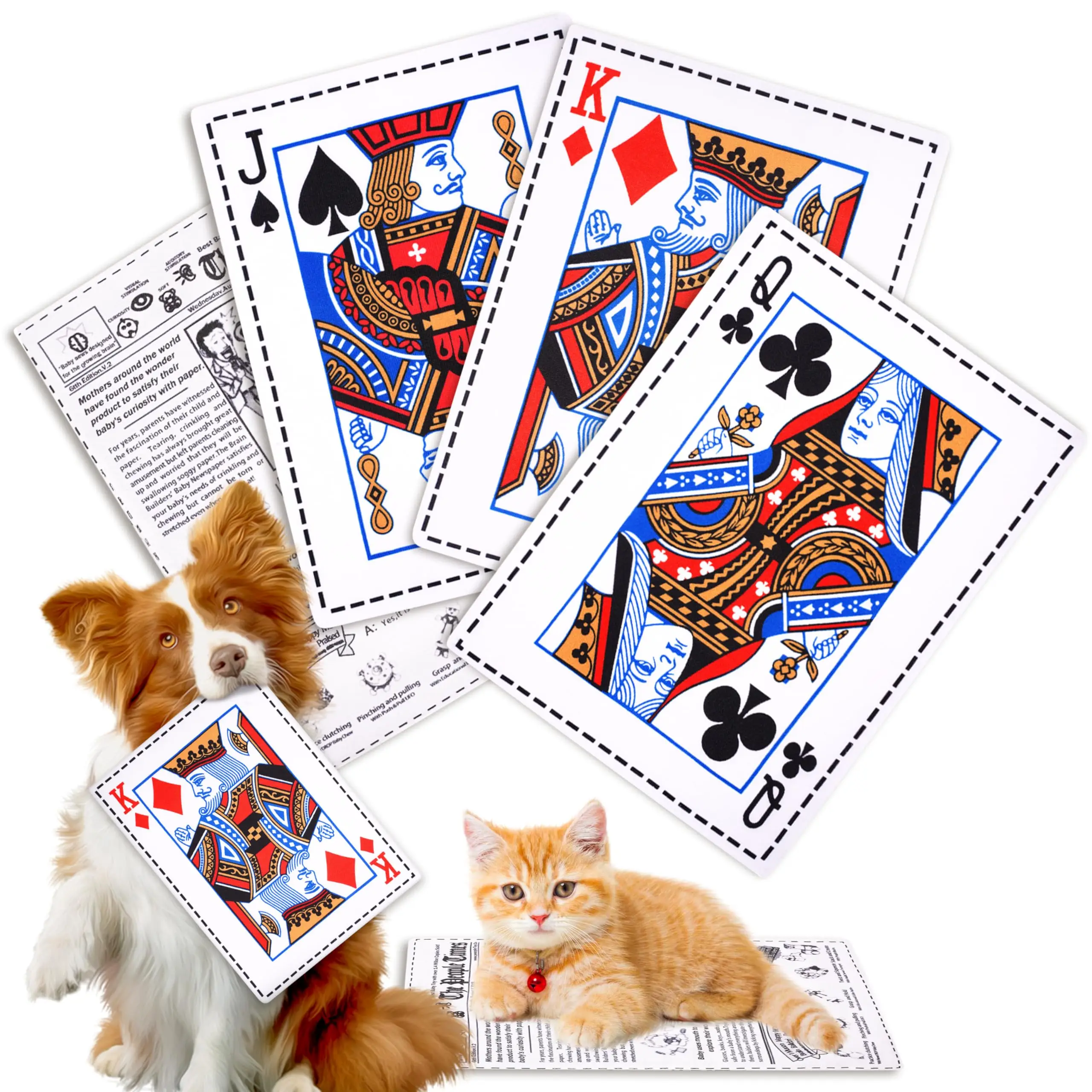 

Funny Dog Squeaky Toys,4Pcs Creaked Newspaper Poker Dog Toys,Bite-Resistant Anti-Boredom Toys for Dogs Cats,Dog Accessories