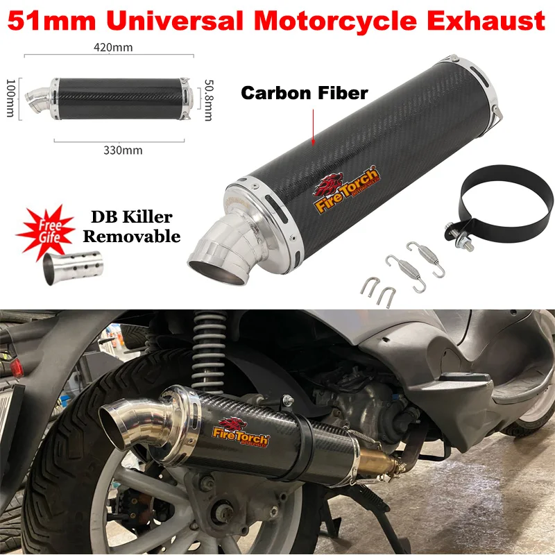 

Universal Motorcycle 51mm Exhaust Pipe Escape Modify Carbon Fiber Left & Right Muffler DB Killer For Z1000 GSR750 R1 Ninja650 R6