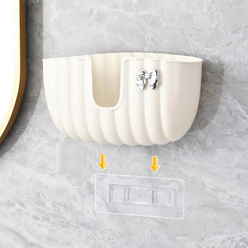 Wall Mounted Tissue Box Toilet Paper Holder Box Wall Mount Storage Box Towel Storage Box For Bathroom Cute Butterfly Pattern