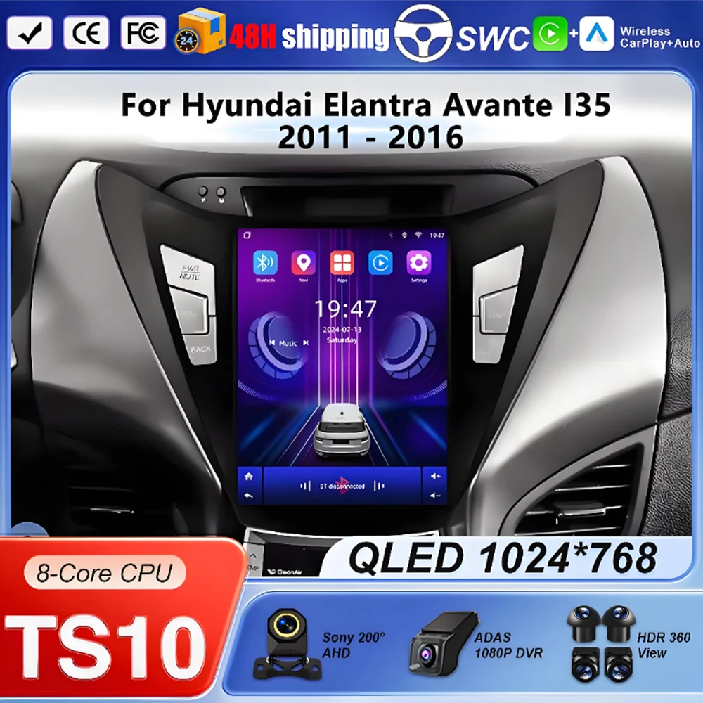 Android 16 Auto For Hyundai Elantra Avante I35 2011 2012 2013 2014 - 2016 Car Radio Multimedia Player GPS Navigation Carplay BT