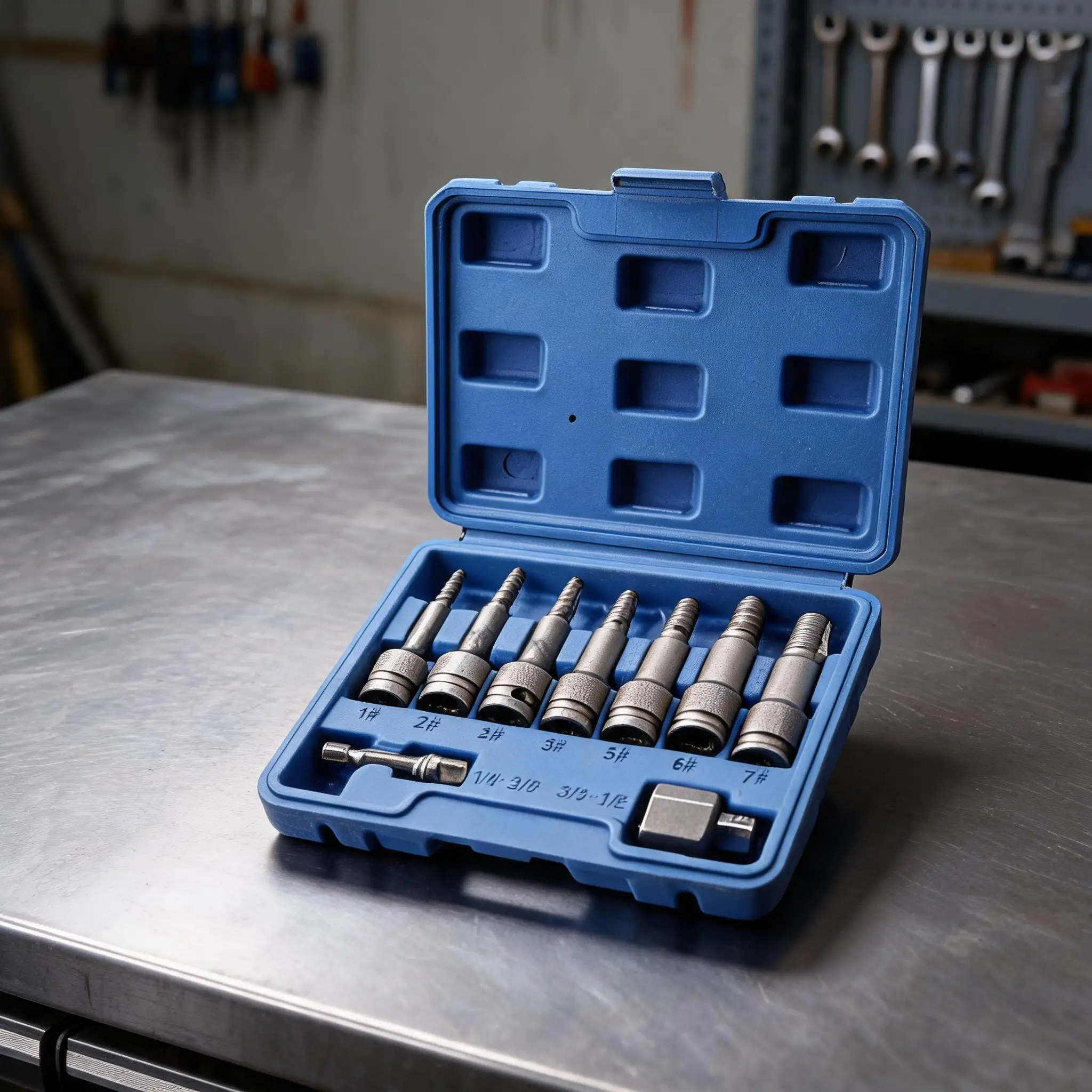 9pcs/set Broken Screw Extractor Kit Manual For Damaged Stripped Rusty 3/8inch Drive For Hand Drills Wrenches Accessories