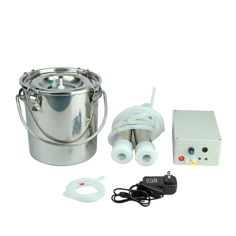 5L Electric Pulsating Milking Machine for Cow Sheep Stainless Steel Bucket Adjustable Speed Goat Milker Vacuum Pump Suction