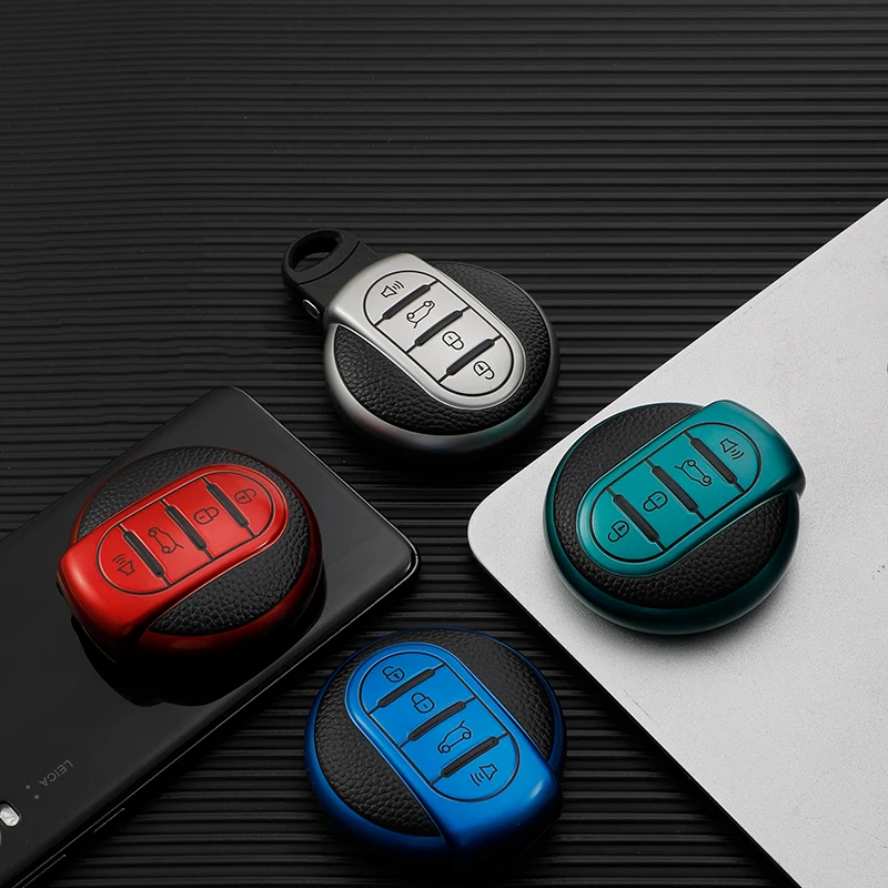 4 Buttontpu Lederen Auto Key Case Cover Shell Voor Bmw Mini Cooper Clubman Countryman F54 F55 F56 F57 F60 Protector accessoires