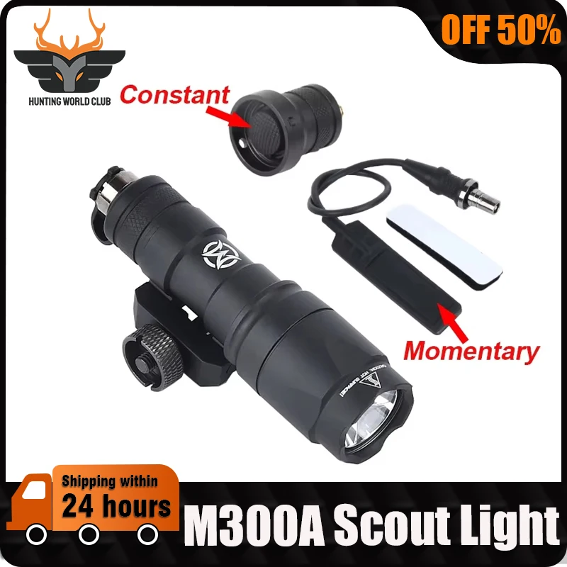 Airsoft Surefir M300 Mini Weapon Light Tactical Flashlight 510 Lumens M300A White LED Scout Hunting Accessories Fit 20mm Rail