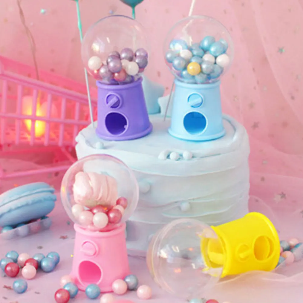 

12pcs Mini Candy Machine Grabbing Catcher Machines Plastic Candy Rotatable Toys for Party Wedding Candy Box Cake Decor Ornament