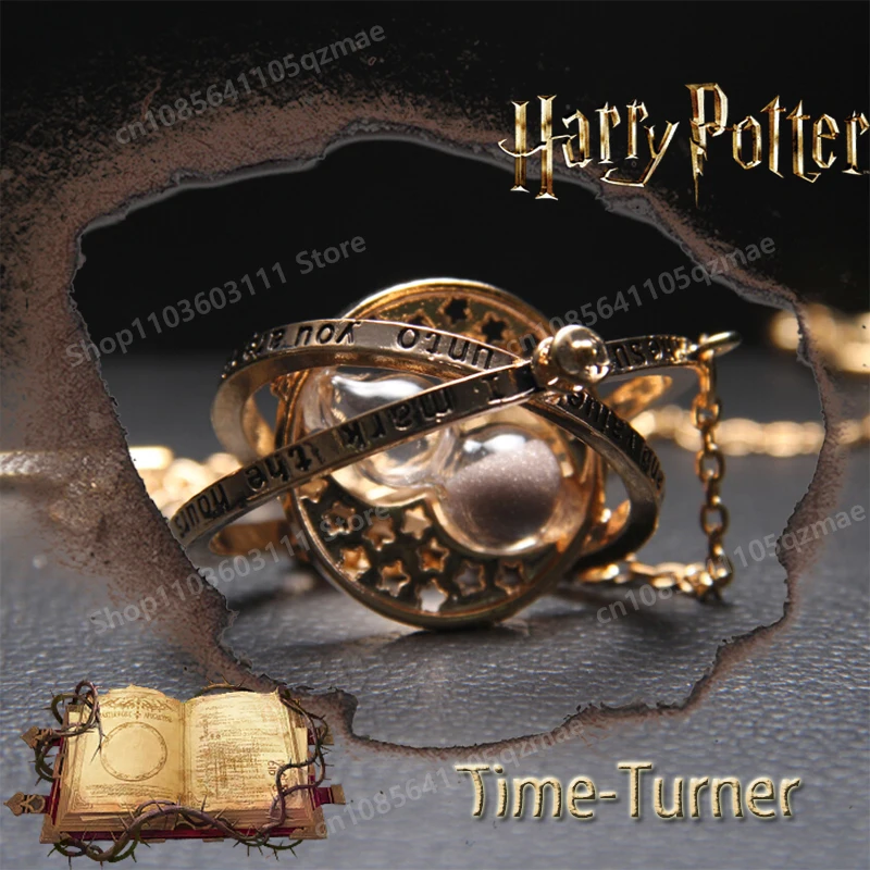 Harries Series Time Converter Necklace Potters Wand Movie Derivate Time Turner Hourglass Pendant Triangle Friends Birthday Gifts