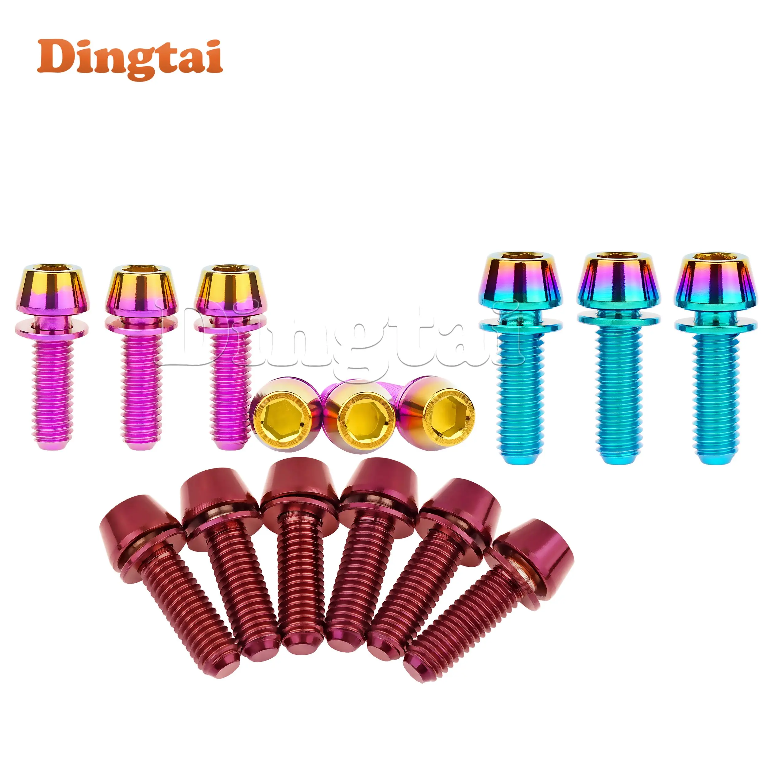 Titanium BoltM5/M6x16 18 20 25mm for Bicycle Stem Allen Hex Tapered Head Bolt with Washer 5/10PCS
