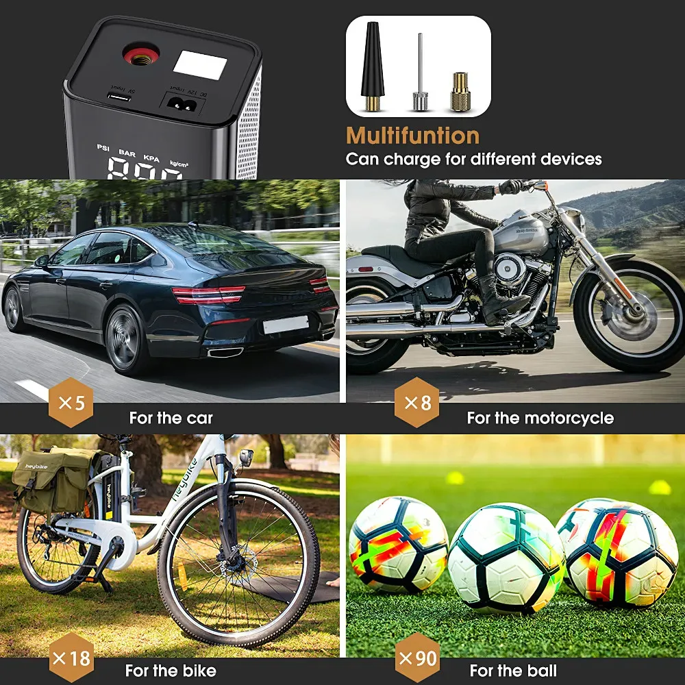 Car Air Compressor Electric Tyre Inflator Pump For CAR With LED Lamp Motorcycle Bicycle Tire Portable Inflatable Pump Air Pump