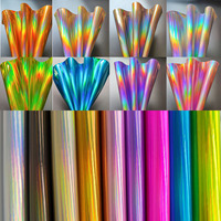20*120CM Roll Hologram Iridescent Rainbow Laser PU Leather Fabric Craft Cloth DIY Handmade Color Change