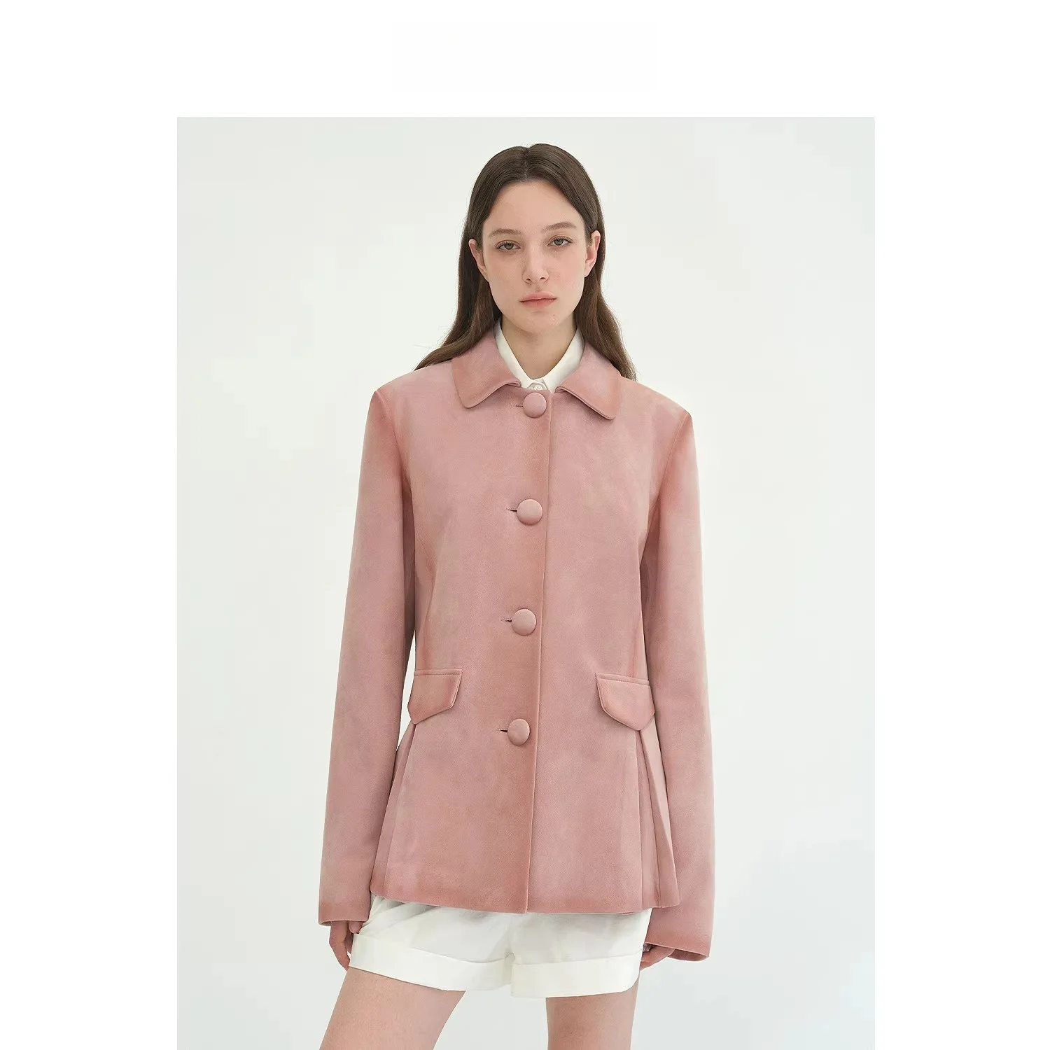 

LeTrans Genuine Leather Jacket Women's Short And Long Styles Straight Button Design Windproof Mountain Goat Skin Coat