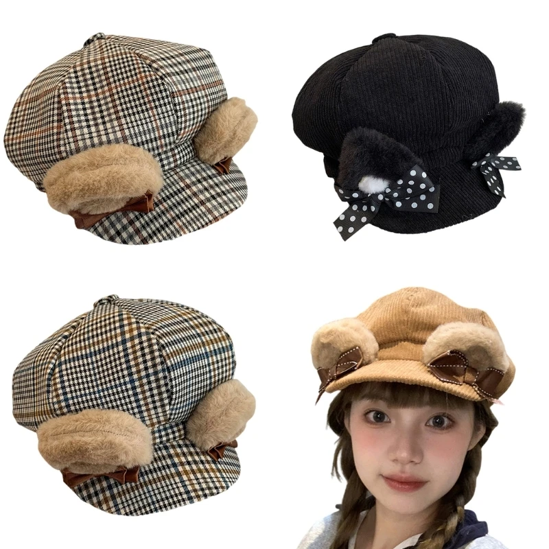 Unisex Newsies Hat Painter Hat with Puppy Ear for City Walk Hat British Hat