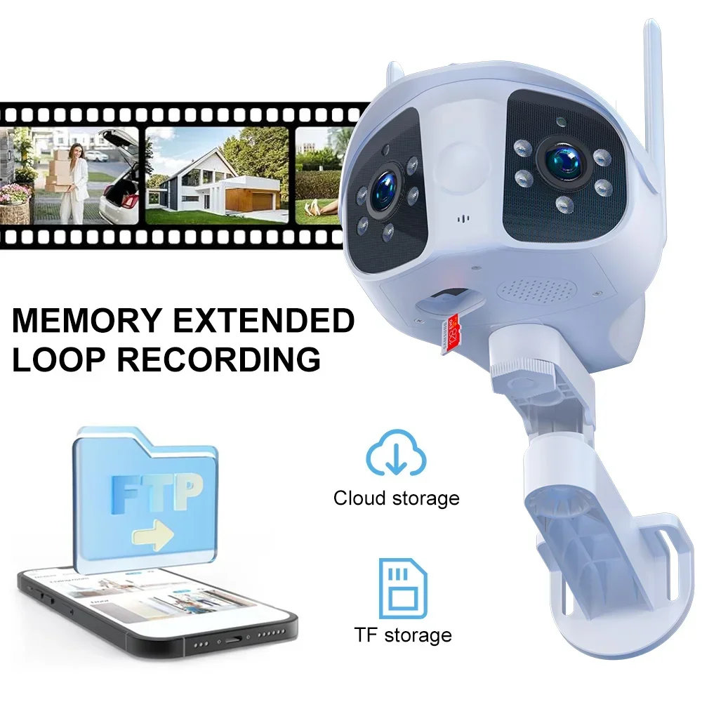 6 MP IP-Dual-Objektiv-Kamera für den Außenbereich, PTZ, Nachtsicht, Panorama, 155 °   Weitwinkel 4K CCTV Smart Home HD Überwachungskamera IPC360 Home
