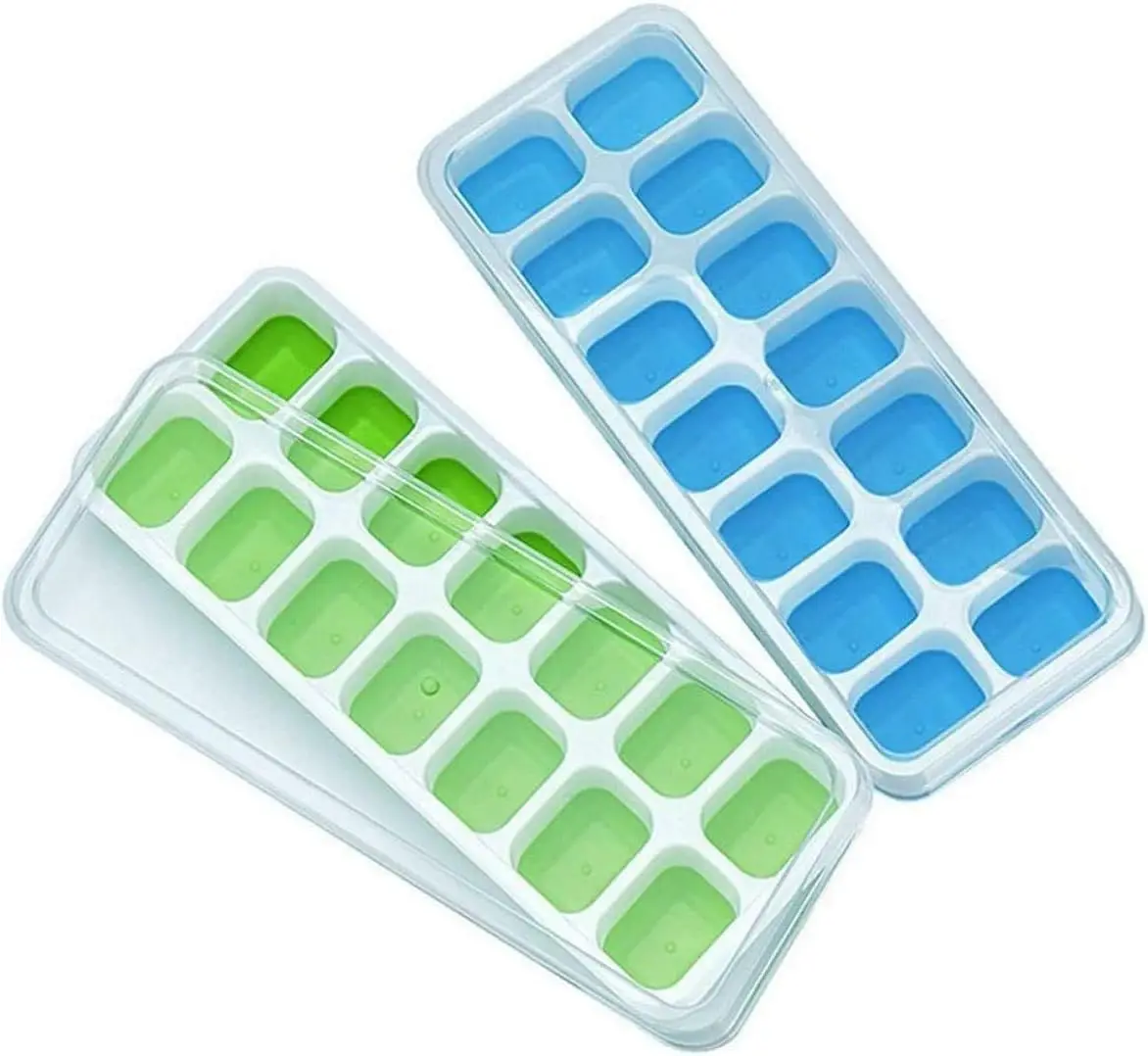 Ice Cube Trays, Silicone Easy-Release and Flexible 14-Ice Trays with Spill-Resistant Removable Lid, BPA Free, Durable and Dishwa — купить у AliExpress WW