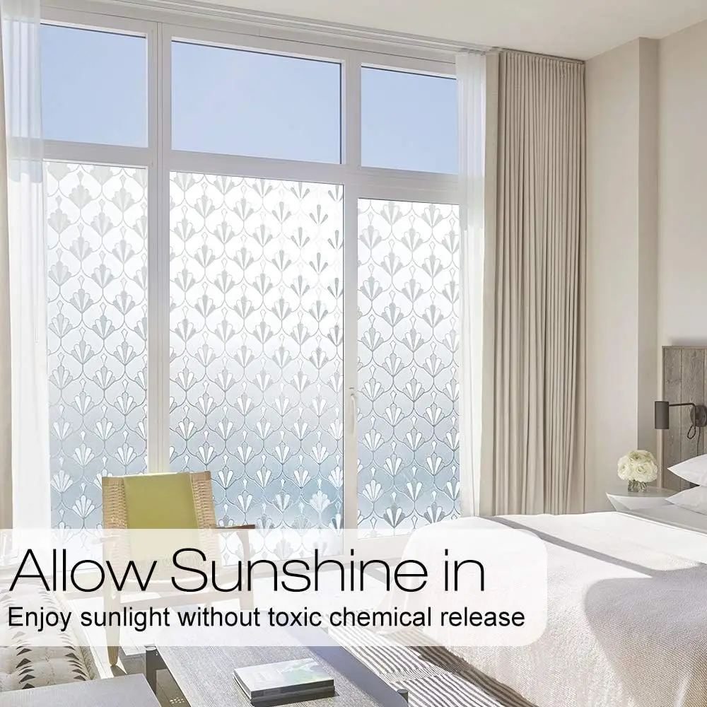 Window Privacy Decorative Film Glass Sticker Decoration Excellent Quality Static Cling Window Film for Office  Bedroom Kitchen