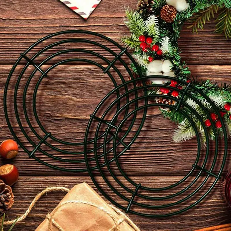 Metal Wreath Frame Wire Wreath Rings For Christmas Round New Year Wreath Crafting Frame Front Door Fake Flower Fixed Frame - Image 3